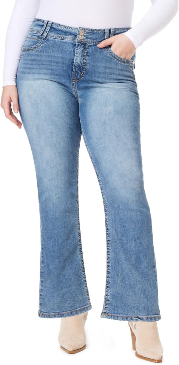 71fGW1EMsUL._AC_SL1500_ Luscious Curvy Bootcut Jeans for Women, Mid-Rise Insta Stretch Denim, Size-Inclusive Juniors Jeans, Sizes 0 to 24