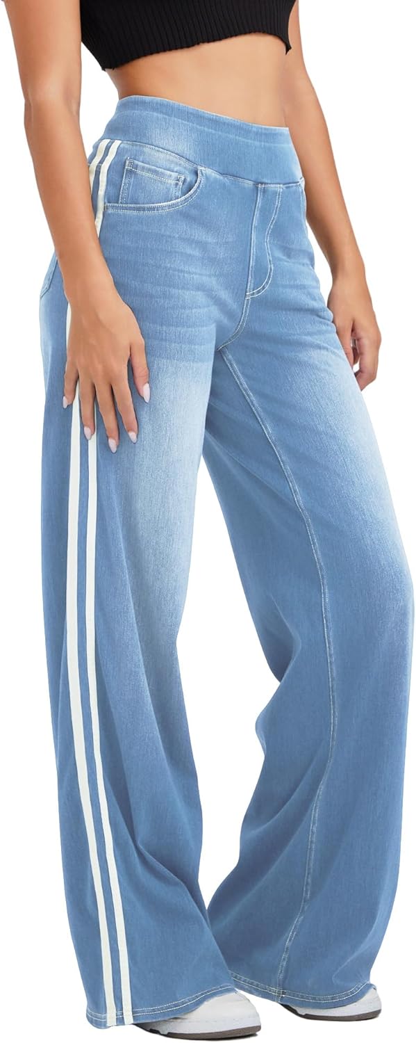 71hwDtxBWqL._AC_SL1500_ Wide Leg Jeans for Women,Unique Color Block Design,High-Waisted Straight Cut,High Elasticity Baggy Denim Pants.