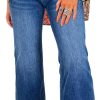 Womens High Waisted Jeans Stretchy Flared Straight Leg Loose Trendy Raw Hem Denim Pants