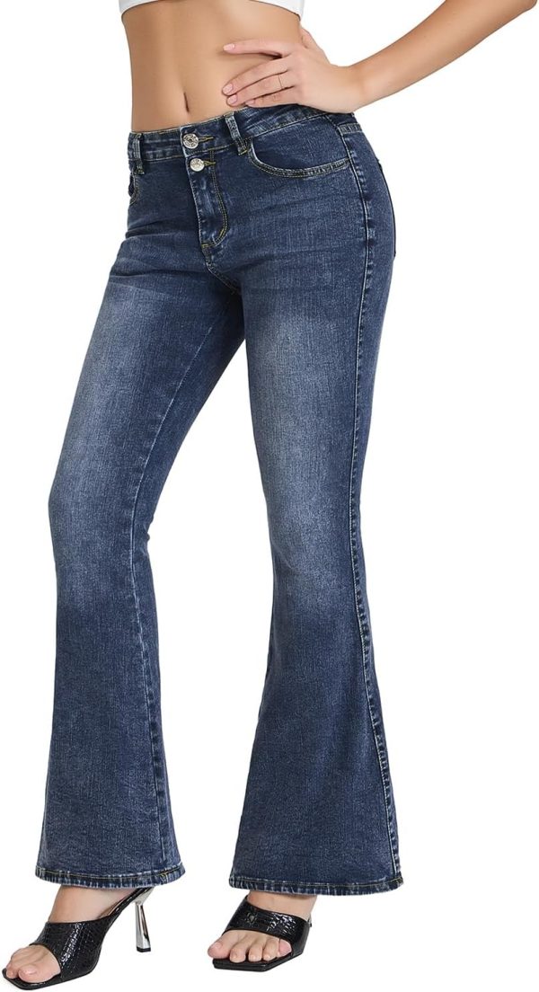 71k2WaMhiIL._AC_SL1500_ Women's Flare Bell Bottom Jeans High Waisted Wide Leg Bootcut Jeans Stretchy Denim Pants