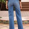 Women's Wide Leg Jeans High Waisted Stretchy Jeans Straight Leg Trendy Patchwork Loose Fit Denim Pants