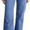 Women's Wide Leg Jeans High Waisted Stretchy Straight Leg Jeans Loose Trendy Denim Pants with Pocket