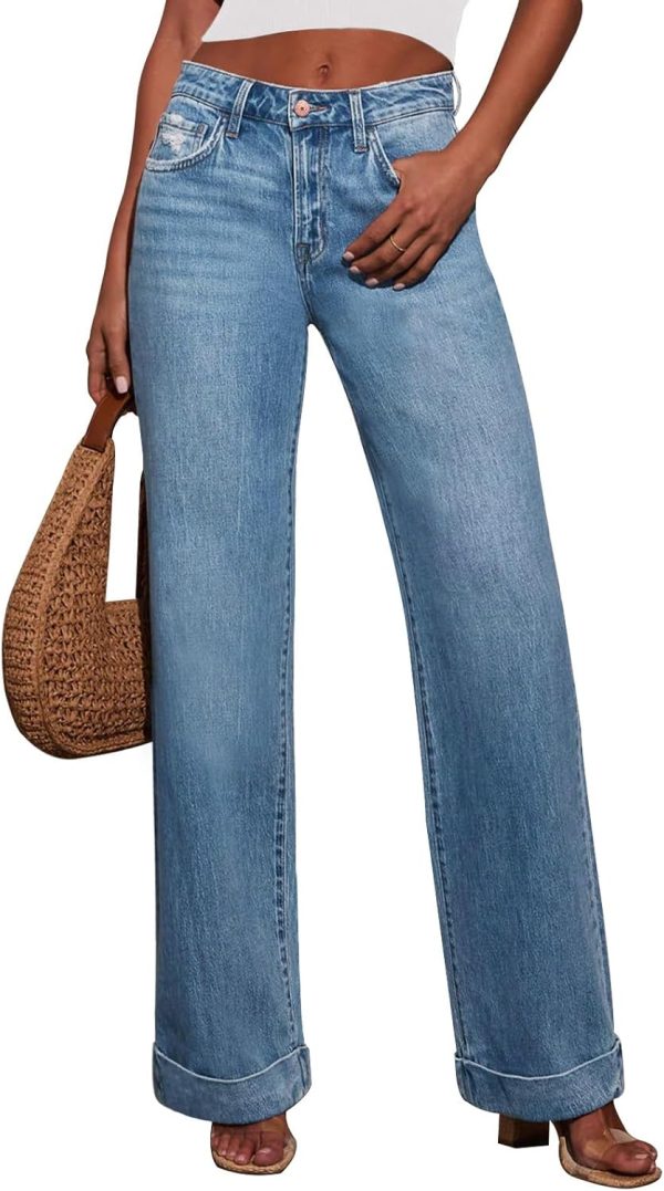 Jeans for Women Wide Leg Baggy High Waist Boyfriends Straight Leg Stretchy Denim Pants Trendy Fall 2025