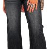 Womens High Waisted Jeans Stretchy Flared Straight Leg Loose Trendy Raw Hem Denim Pants