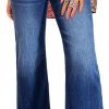 Womens High Waisted Jeans Stretchy Flared Straight Leg Loose Trendy Raw Hem Denim Pants
