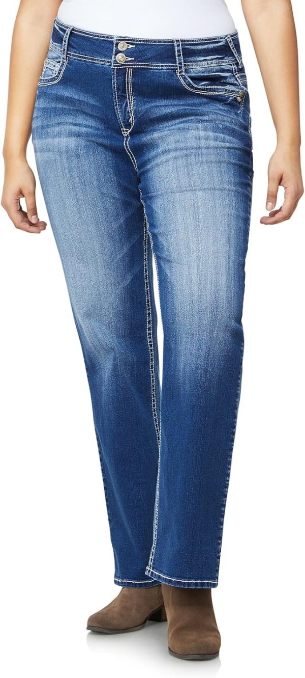 71s36PKERDL._AC_SL1500_ Luscious Curvy Bootcut Jeans for Women, Mid-Rise Insta Stretch Denim, Size-Inclusive Juniors Jeans, Sizes 0 to 24