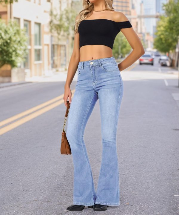 71shSdd77lL._AC_SL1500_ Women's Flare Bell Bottom Jeans High Waisted Wide Leg Bootcut Jeans Stretchy Denim Pants