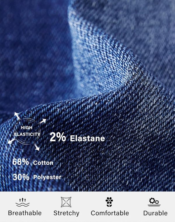 Women’s Straight Leg Jeans High Waisted Boyfriend Stretchy Cuffed Denim Pants