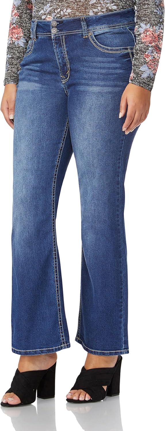 816VDgPgALL._AC_SL1500_ Luscious Curvy Bootcut Jeans for Women, Mid-Rise Insta Stretch Denim, Size-Inclusive Juniors Jeans, Sizes 0 to 24
