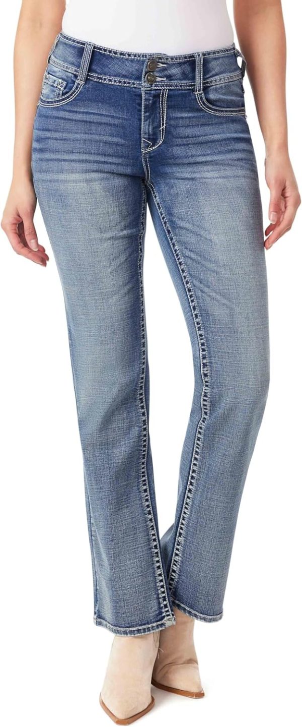 81Cs1lK21jL._AC_SL1500_ Luscious Curvy Bootcut Jeans for Women, Mid-Rise Insta Stretch Denim, Size-Inclusive Juniors Jeans, Sizes 0 to 24