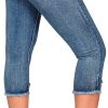 Women's Capri Pants Mid Rise Skinny Ripped Stretchy Cropped Distressed Jeans