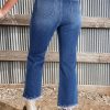 Womens High Waisted Jeans Stretchy Flared Straight Leg Loose Trendy Raw Hem Denim Pants