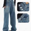 Women Baggy Jeans Mid-Low Waist Boyfriend Streetwear Vintage Jeans Wide Leg Denim Pants