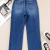 Womens High Waisted Jeans Stretchy Flared Straight Leg Loose Trendy Raw Hem Denim Pants