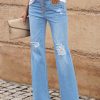High Waisted Ripped Flare Jeans for Women Distressed Bell Bottom Jeans Wide Leg Pants