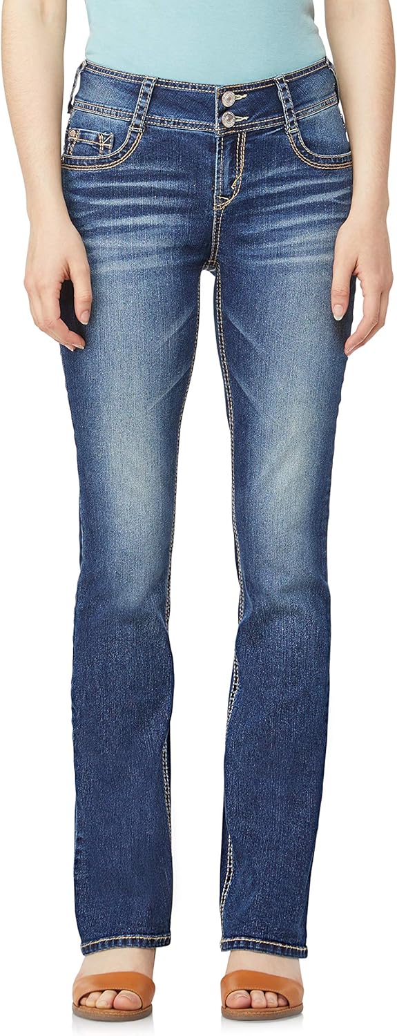 81lKLNTo9IL._AC_SL1500_ Luscious Curvy Bootcut Jeans for Women, Mid-Rise Insta Stretch Denim, Size-Inclusive Juniors Jeans, Sizes 0 to 24