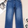 Womens High Waisted Jeans Stretchy Flared Straight Leg Loose Trendy Raw Hem Denim Pants