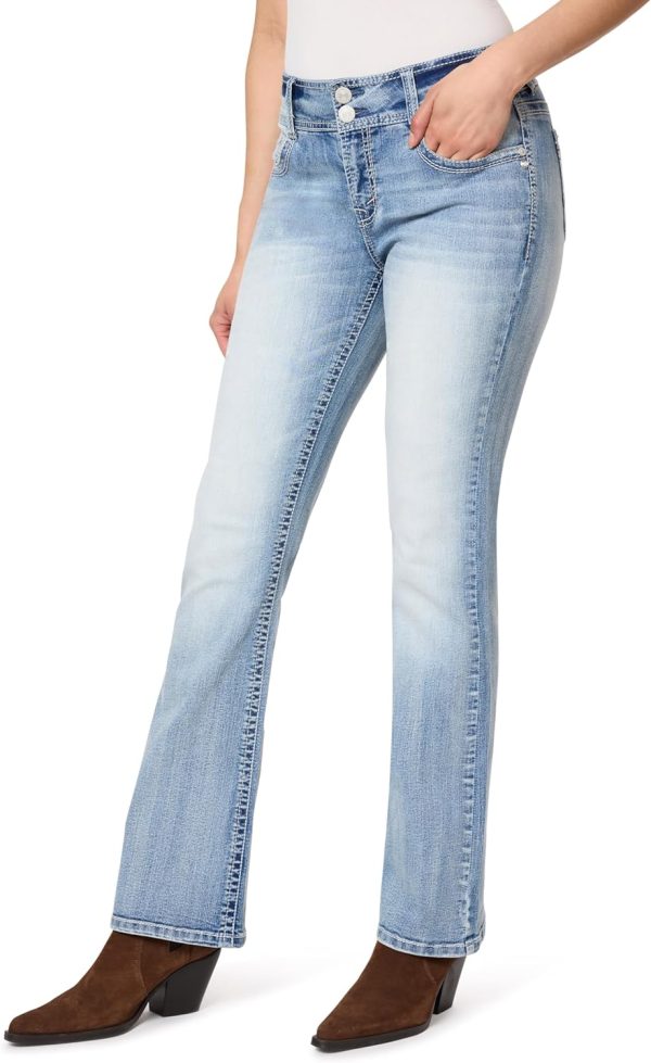 81spkcDmR5L._AC_SL1500_ Luscious Curvy Bootcut Jeans for Women, Mid-Rise Insta Stretch Denim, Size-Inclusive Juniors Jeans, Sizes 0 to 24