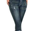 Women's Capri Pants Mid Rise Skinny Ripped Stretchy Cropped Distressed Jeans
